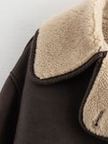 MQTIME  -   Collared Neck Long Sleeve Plush Jacket