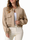 MQTIME  -   Pocketed Snap Down Baseball Collar Jacket