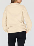 MQTIME  -  Mock Neck Drop Shoulder Long Sleeve Sweatshirt