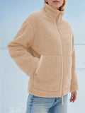 MQTIME  -   Turtleneck Zip Up Long Sleeve Plush Jacket