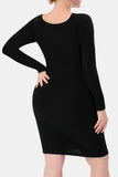 MQTIME  -  Basic Bae Full Size Built-In Shapewear Square Neck Long Sleeve Dress