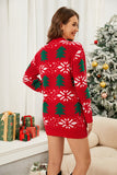 MQTIME  -   Christmas Tree Round Neck Sweater Dress