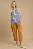 MQTIME  -  Umgee Round Neck Texture Striped Tank