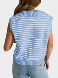 MQTIME  -   Collared Neck Striped Sweater Vest