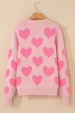 MQTIME  -  Valentine's Day Heart Jacquard Round Neck Sweater