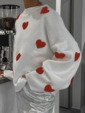 MQTIME  -  Valentine’s Day Heart Round Neck Long Sleeve Sweater