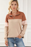 MQTIME  -  Color Block Quarter Zip Long Sleeve Sweatshirt