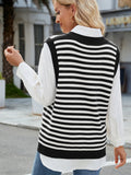 MQTIME  -  Slit V-Neck Striped Sweater Vest