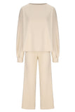 MQTIME  -  Round Neck Long Sleeve Top and Pants Set