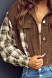 MQTIME  -  Raw Hem Plaid Cropped Hooded Jacket