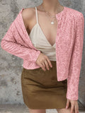 MQTIME  -  Full Size Sequin Open Front Cropped Jacket