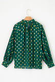 MQTIME  -  Cutout Printed Mock Neck Long Sleeve Blouse