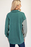 MQTIME  -  Celeste Full Size Striped Button Up Dropped Shoulder Shacket