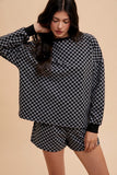 MQTIME  -  Annie Wear Checkered Round Neck Top and Drawstring Shorts Set