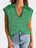MQTIME  -   Collared Neck Striped Sweater Vest
