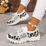 MQTIME  -   Leopard Mesh Round Toe Athletic