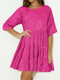 MQTIME  -  Round Neck Half Sleeve Mini Dress