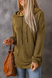 MQTIME  -  Drawstring Texture Long Sleeve Hoodie