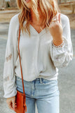 MQTIME  -  Lace Detail Drop Sleeve Ribbed Top