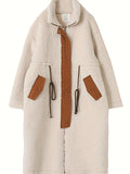 MQTIME  -  Plus Size Drawstring Zip Up Turtleneck Sherpa Coat