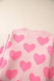 MQTIME  -  Valentine's Day Heart Jacquard Round Neck Sweater