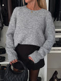 MQTIME  -  Bow Slit Back Round Neck Sweater
