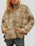 MQTIME  -  Pocketed Plaid Quilted Zip Up Winter Coat