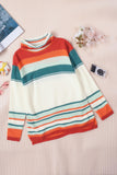 MQTIME  -  Contrast Striped Turtleneck Dropped Shoulder Sweater