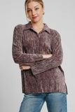 MQTIME  -  Umgee Side Slit Texture Button Up Shirt