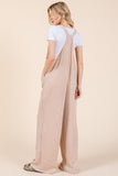 MQTIME  -  Knot Straps Wide Leg Ribbed Overalls with Pockets