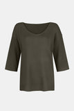 MQTIME  -  V-Neck Three-Quarter Sleeve Knit Top