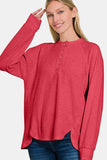 MQTIME  -  Zenana Full Size Brushed Melange Hacci High-Low Sweater