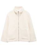 MQTIME  -   Turtleneck Zip Up Long Sleeve Plush Jacket