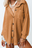 MQTIME  -   Waffle-Knit Collared Neck Long Sleeve Shirt