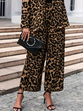 MQTIME  -  Leopard Wide Leg Elastic Waist Pants