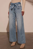 MQTIME  -  Tied Wide Leg Jeans with Pockets