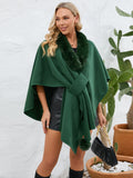 MQTIME  -  Fuzzy Trim Open Front Poncho