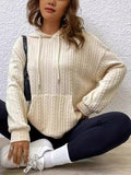MQTIME  -  Drawstring Texture Long Sleeve Hoodie