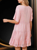 MQTIME  -  Round Neck Half Sleeve Mini Dress