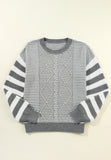 MQTIME  -  Striped Round Neck Dropped Shoulder Sweater