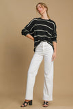 MQTIME  -  Umgee Wool Blend Striped Round Neck Sweater