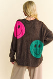 MQTIME  -    Contrast Smile Round Neck Oversize Sweater