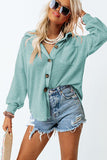 MQTIME  -   Waffle-Knit Collared Neck Long Sleeve Shirt