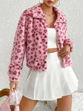 MQTIME  -  Leopard Zip Up Long Sleeve Furry Jacket