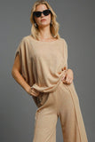 MQTIME  -  Umgee Exposed Seam Round Neck Batwing Sleeve Knit Top