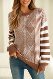 MQTIME  -  Striped Round Neck Dropped Shoulder Sweater