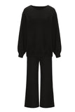 MQTIME  -  Round Neck Long Sleeve Top and Pants Set
