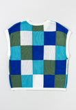 MQTIME  -  Contrast Plaid Round Neck Cap Sleeve Sweater