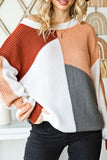MQTIME  -  Color Block Drop Shoulder Long Sleeve Sweater