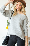 MQTIME  -  Side Slit Boat Neck Long Sleeve Sweater